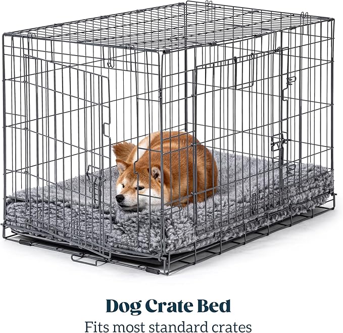 PELZIN Stoutwool 4" Indestructible Dog Bed - Orthopedic Chew Proof Dog Crate Pad - Fluffy Kennel Mat for Aggressive Chewers - Ideal for Extra Large Breeds & Fits 48-Inch Crate - 47"x29", Charcoal