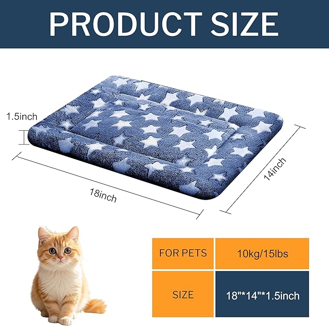 Fogkiss Dog Bed Mat, Reversible Crate Pad & Cute Dog Bed - Machine Washable Kennel Mat with Ultra Soft for Small Dogs & Cats