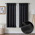 Lecloud Bessie Black Curtains 63 Inch Length 2 Panels, Light Filtering Breathable Faux Linen Curtain Panels, Dual Rod Pocket Curtains for Bedroom Living Room, Each 40 W x 63 L