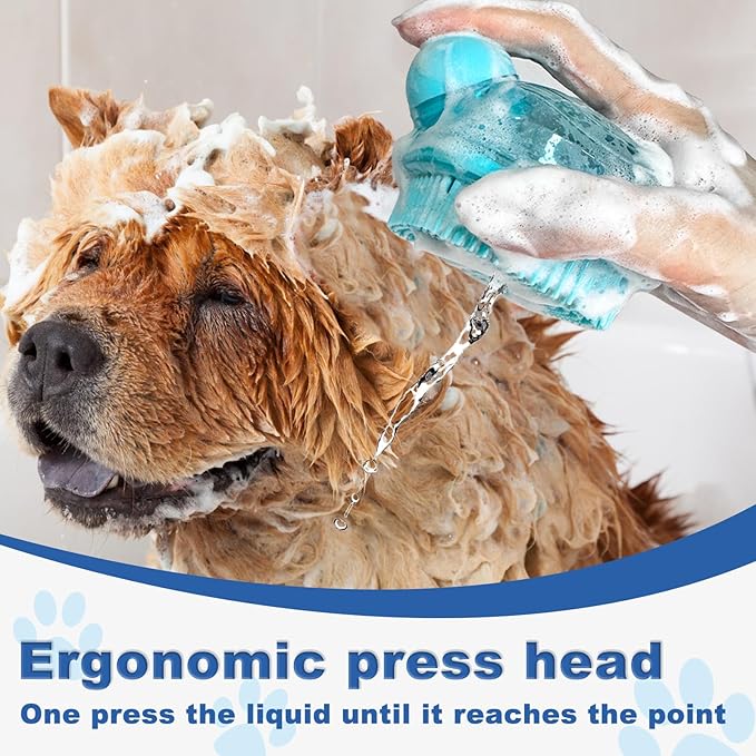 IDQQUQQ 2PCS Dog Washing Gloves and Dog Shampoo Brush, Dog Bath Brush That can add Dog Shampoo, Dog Bath Supplies Dog and Cat Bath Set