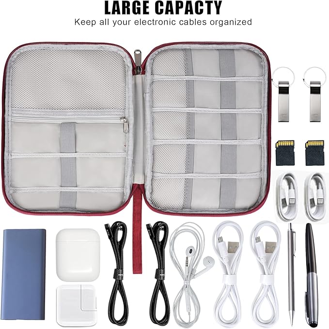 XINGXINRONG Electronic Organizer Travel Universal Cable Organizer Electronics Accessories Bag for Cable, Charger, Phone, USB, SD Card,1Pack