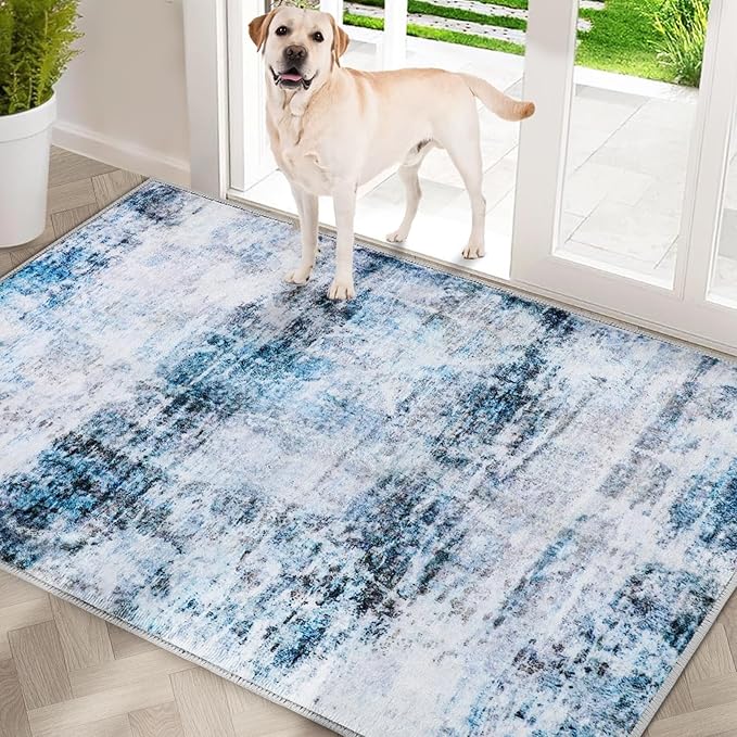 COMSLE Door Mat, Front Door Mat Indoor for Entrance Faux Wool Absorbent Non Slip Modern Throw Rug for Entryway Hallway Muddy Paws - Pet Friendly, 24x48 Inches, Machine Washable