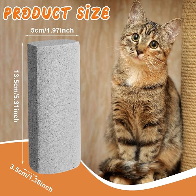 Abbylike 6 Pcs Pet Hair Remover Gray Pumice Stone Car Pet Hair Removal Tool for Bedding Carpet Couch Furniture Cleaning(5.3 x 2 x 1.4 Inch)