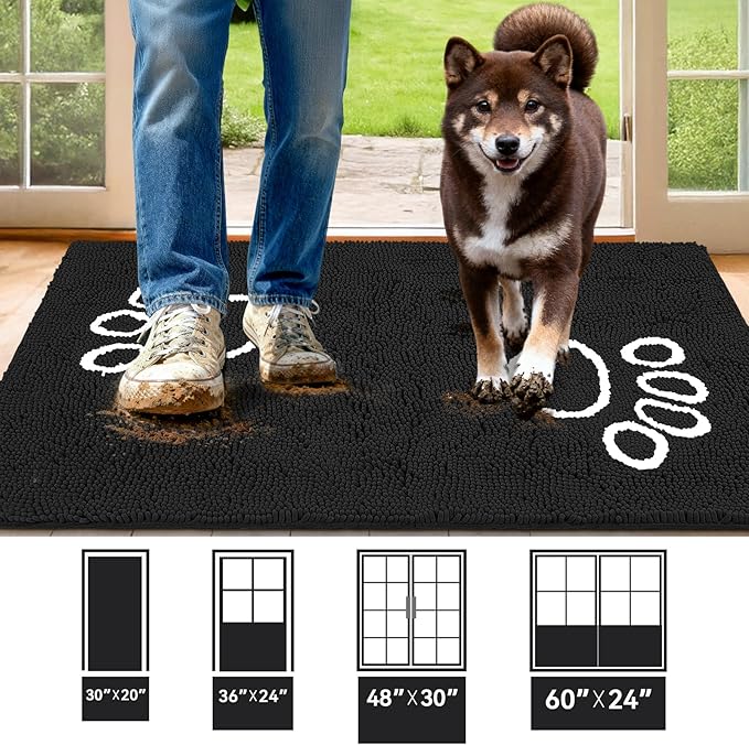 Bcoimo Super Absorbent Dog Door Mat, 48"*30" Anti Slip Mat for Muddy Paws, Pet Rugs for Dirty Paws Washable That Absorbs Moisture and Dirt, for Dog Cage and Pet Resting Carpet