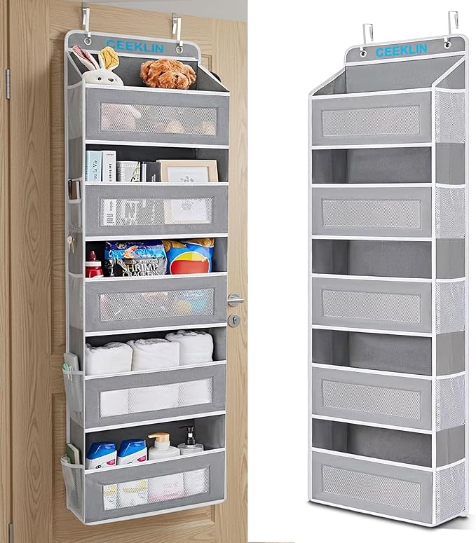 CEEKLIN Wall & Door Hanging Organizer with Mesh Pockets – Over The Door Storage Organizer for Bedroom, Bathroom, Closet & Pantry, Space Saving Fabric Pocket Organizer