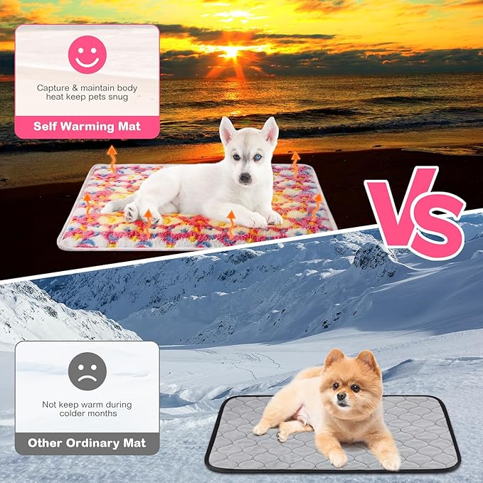 Clysee 4 Pack Self Heating Cat Bed Cat Self Warming Pad with Removable Cover Extra Warm Thermal Pet Pad Washable Pet Crate Mat Anti Slip Kennel for Indoor Outdoor Pets(Stars Moon,16 x 20 Inches)