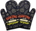 2 Pack Funny Baking Oven Mitts for Women, Baking is My Superpower, Heat Resistant Silicone Non-Slip Mitts, Hostess Gifts for Mom Wife Sister, Housewarming Gifts for Chef Friend Bake Lovers