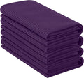 Homaxy 100% Cotton Waffle Weave Kitchen Towels - 4 Pack Soft and Absorbent Dish Towels - 16 x 26 Inches Quick Dry Hand Towels - Eggplant