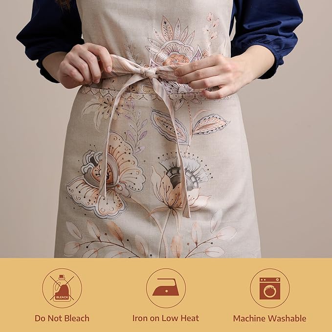 Maison d' Hermine 100% Cotton Apron for women with Pocket Kitchen Chef Apron for Men Cooking Gardening Server Waitress