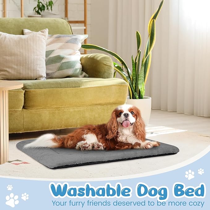 ZENGAOOU Dog Crate Pad for Small to Medium Dogs, 30 x 20 Inch Plush Kennel Mat, Washable, Anti-Slip, Fits Wire or Metal Crates, Travel, Home & Training, Dark Grey
