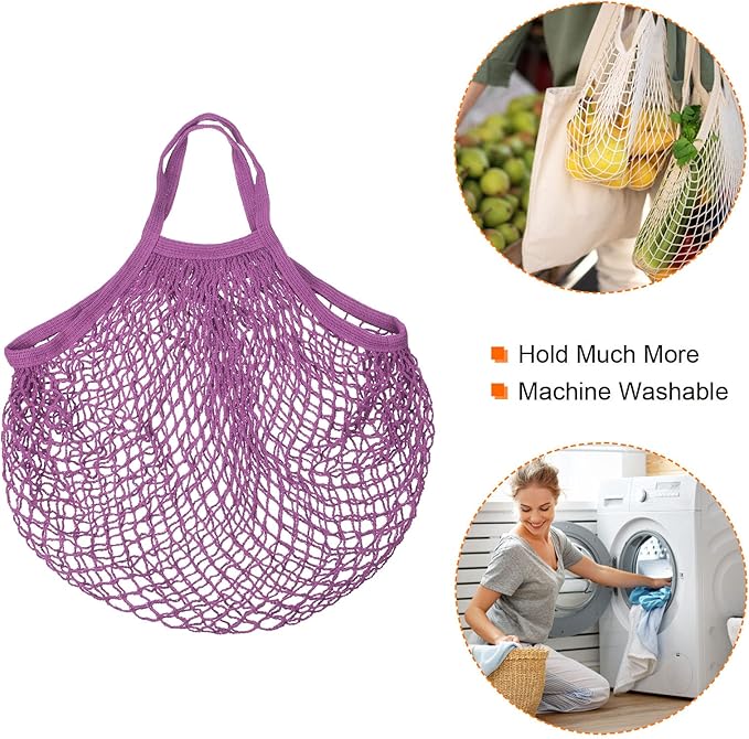 MECCANIXITY Cotton Mesh Bag Reusable Washable Mesh Net String Grocery Bags Organizer for Fruits Vegetables Shopping