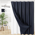 Craidlela 3 in 1 Long Navy Blue Shower Curtain Set-72 W x 78 H, Modern Waffle and PEVA Liner Set with 12 Stainless Steel Hooks, Waterproof Fabric for Bathroom