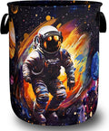 Funny Astronaut Laundry Hamper Oxford Cloth Colorful Universe Planet Laundry Basket With Handle Portable Clothes Storage Basket Foldable Laundry Bag 18.9"x16.5" For Laundry Room/Bedroom/Bathrooms