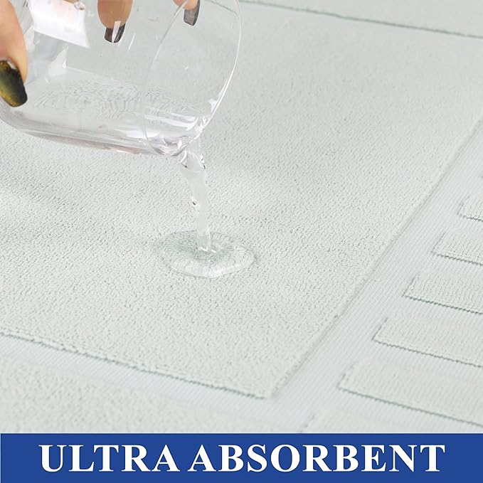 Superior 100% Cotton Bathmat Set, Bath Mats, Bathroom Decor, Shower, Bathtub Essentials, Home Accessories, Washable Rug, No Backing, Heavyweight, Leo Collection, Set of 2, 22" x 35", Aqua Marine