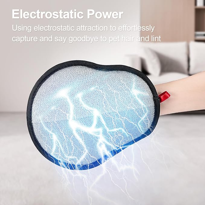 Bifobar Pet Hair Removal Glove - Magic Brush Electrostatic Mitt for Dogs & Cats, Reusable Grooming Gloves - Dog Hair Remover Tool with 5-Finger Design for Couch, Carpet, Furniture, Laundry & Clothing