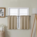 Lecloud Bessie Camel Kitchen Curtains 24 Inch Length 2 Pcs, Light Filtering Faux Linen Textured Cafe Short Curtains, Window Treatments Tiers Curtain for Bedroom Living Room, Each 30 W x 24 L