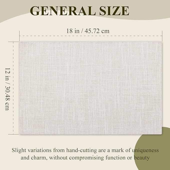 KXN Placemats Set of 8, Dual-Layer Thickened Faux Linen Table Mats, Heat Resistant & Wrinkle-Free, Machine Washable Cloth Place Mats for Kitchen Dining Indoor Outdoor (Cream)