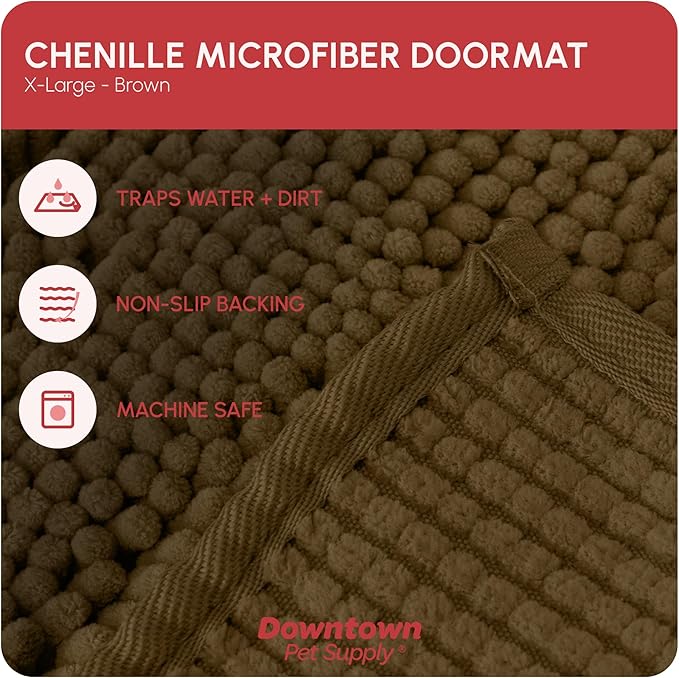 My Doggy Place Dog Mud Mat, 60" x 36" Brown – Thick Microfiber Entry Rug for Snow, Mud & Salt – Absorbent, Quick-Dry, Washer-Safe & Non-Slip, X-Large