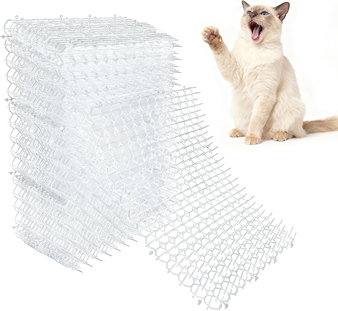 OCEANPAX Clear Cat Scat Mat 16 x 13 Inch, 16 Pack Transparent Cat Deterrent Mats with 1 Inch Spikes, Large Coverage Indoor Outdoor Pet Training Mats to Protect Furniture, Counters, Garden & Yard