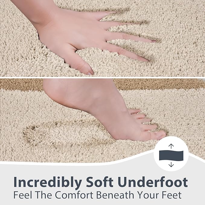 anllugs Bathroom Rugs 30" x 46", Non-Slip Extra Soft Absorbent Bath Rugs, Machine Washable Quick Dry Bath Mats for Bathroom Floor, Shower, Bathtub and Sink, Beige & Grayish Brown