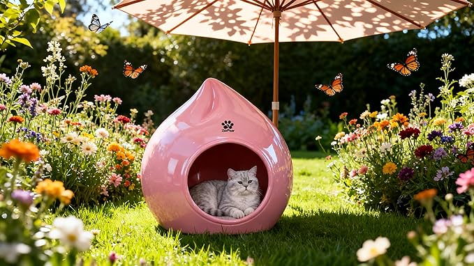 ZoeFleur Peach-Shaped & Pet Bed - Pet-Safe Rounded Eco-Resin Design, Space-Saving Home Ornaments(A-Pink)