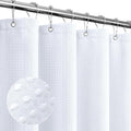 Gibelle Extra Long Shower Curtain 72 x 84, Tall Waffle Weave Textured Fabric Shower Curtain for Bathroom, Water Repellent, Machine Washable, White