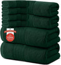 RIVERSIDE Pack of 8 Towels Set, 2 Large Bath, 2 Hand, 4 Face Washcloths, 100% Cotton Hotel Quality, Super Soft, Quick Dry, Highly Absorbent Perfect for Bathroom, Hunter Green