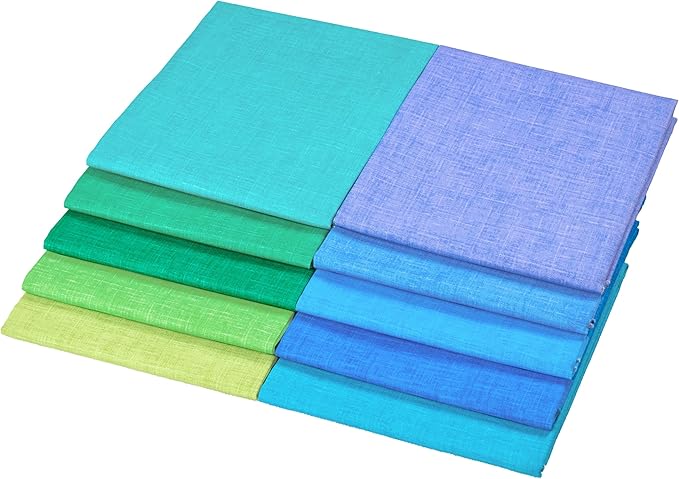 Craftido - 11 Options Solids with Tweed Tonals - Assorted Color Cotton Quilting Fabric Bundles 10pcs Fat Quarters 18"x21" - Medium Weight 5.2oz - for Quilting, Sewing and Crafts - Pastel Colors
