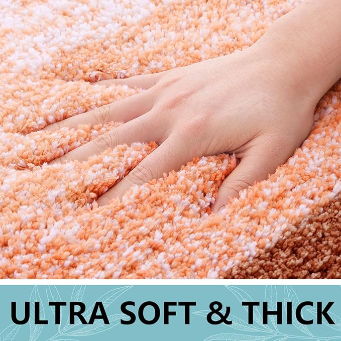 Arotive Microfiber Bathroom Rugs, Shaggy Soft and Absorbent Bath Rug, Non-Slip, Thick Plush Machine Washable Dry Bath Mats for Bathroom, Tub and Shower, 54x24, Orange, Rectangular