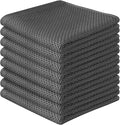 FreeNook 100% Cotton Waffle Weave Kitchen Towels, 8 Pack Dish Cloths for Washing Dishes, Ultra Soft Absorbent Dish Towels, Quick Drying Kitchen Rags, 12x12 Inches, Dark Grey