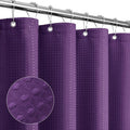 Gibelle Long Shower Curtain 72 x 78, Tall Waffle Weave Textured Fabric Shower Curtain for Bathroom, Water Repellent, Machine Washable, Purple
