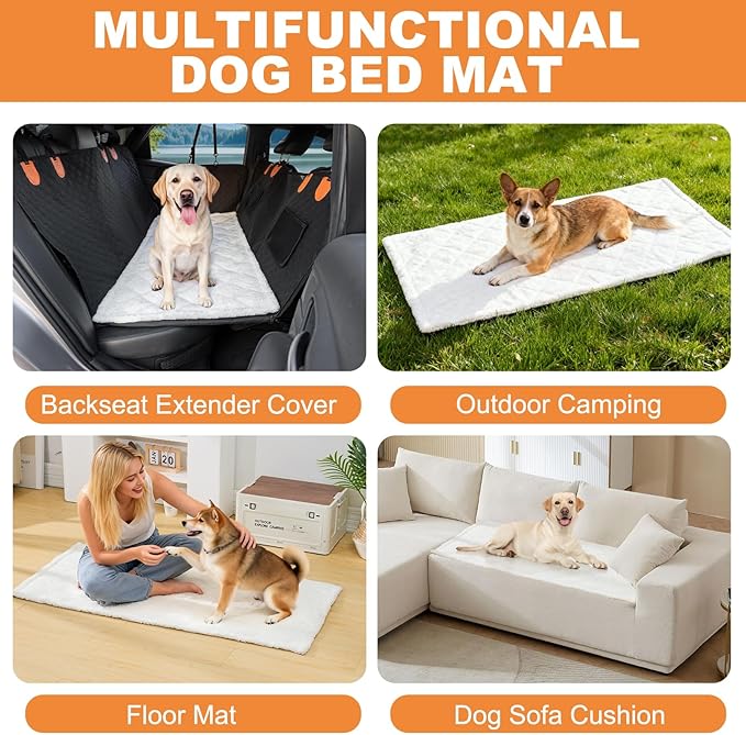 Sanqitara Backseat Pet Bed Mat, Truck Plaid Dog Bed for Car Back Seat, Deluxe Dog Seat Covers, Non-Slip Travel Pet Mat, Fit for Backseat Extenders and Trucks SUV