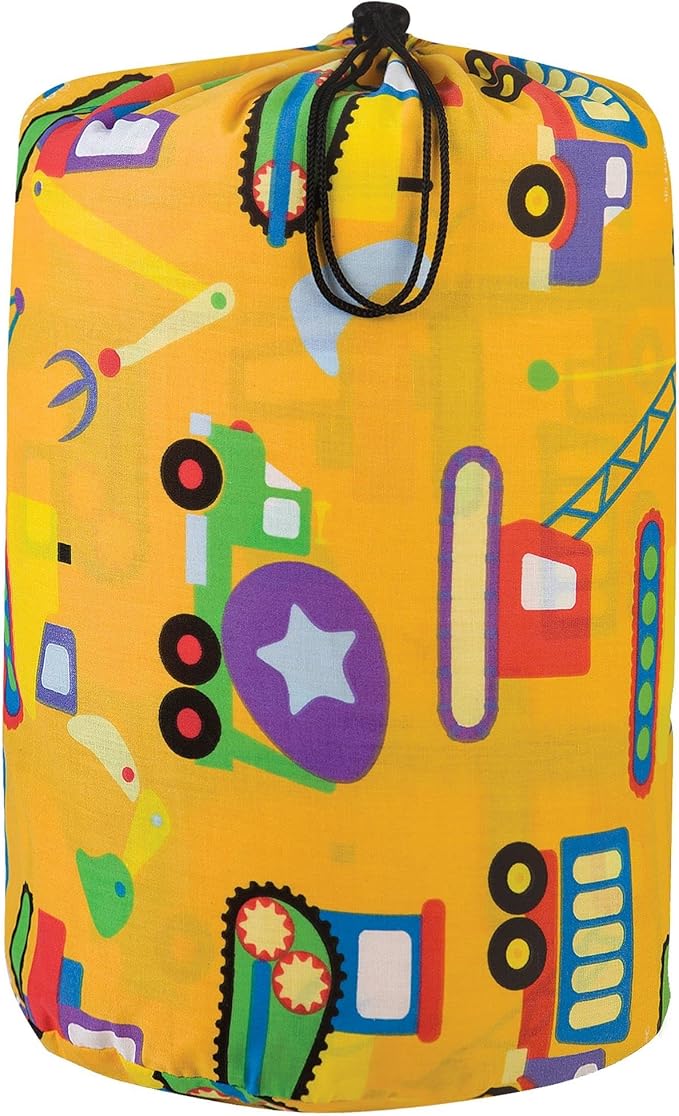 Wildkin Kids Sleeping Bag – Roll-Up Design with Storage Bag for School, Travel & Camping - Under Construction