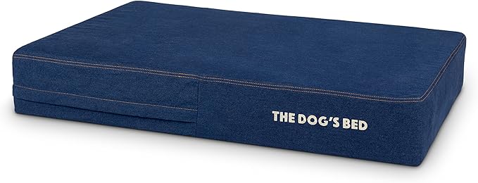The Dog’s Bed Orthopedic Memory Foam Dog Bed, Large Blue Denim, Pain Relief for Arthritis, Hip & Elbow Dysplasia, Post Surgery, Lameness, Supportive, Waterproof Washable Cover, Veterinary Approved