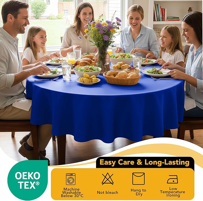 10-Pack Royal Blue Round Tablecloths, 84 Inches, Stain-Resistant Polyester for 3-5 Ft Round Tables - Washable Table Covers for Weddings, Banquets, Birthday Parties, Events