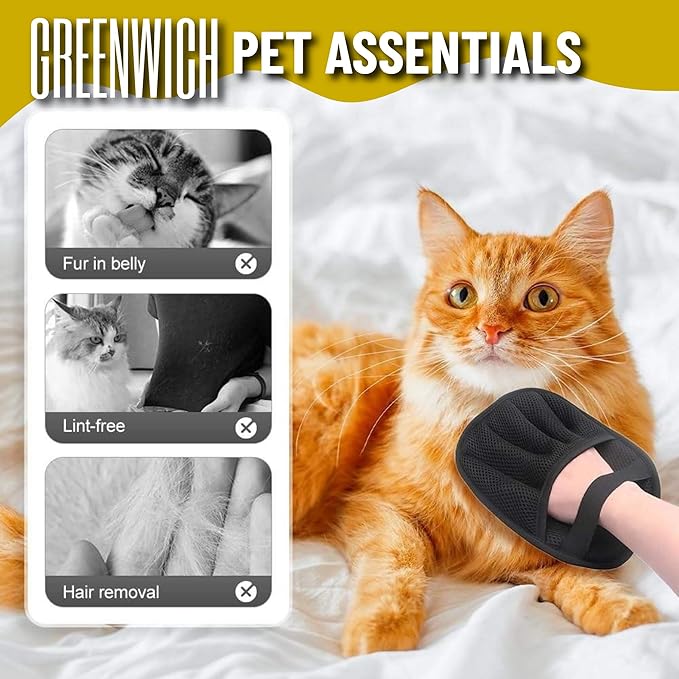 Pet Hair Removal Glove for Cats & Dogs - 2 Gloves, 2 Hangers & 1 Comb Set - Reusable Electrostatic pet hair remover glove for Pets Grooming, Double Sided Static Pet Hair Fur Remover Tool Mitt Gloves