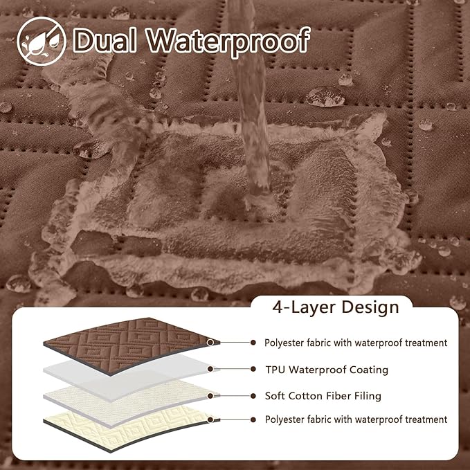 hyha Waterproof Dog Blanket, Soft Dog Bed Cover Pet Blankets, Waterproof Sofa Couch Cover for Dogs Washable, Reversible Pet Couch Covers for Sofa Furniture (68x82 Inch, Brown/Beige)