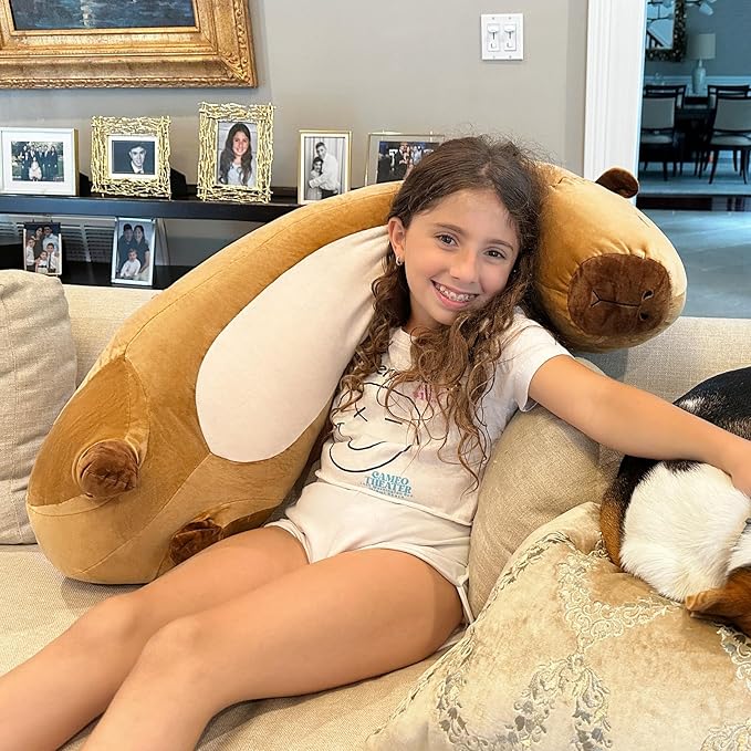 MorisMos Long Capybara Body Pillow 39.3in, Cute Capybara Stuffed Aminal Sleeping Cuddly Soft Throw Pillow Toy Gift for Kids Girlfriend