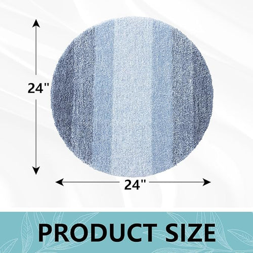 Arotive Microfiber Bathroom Rugs, Shaggy Soft and Absorbent Bath Rug, Non-Slip, Thick Plush Machine Washable Dry Bath Mats for Bathroom, Tub and Shower, 24x24, Light Blue, Round