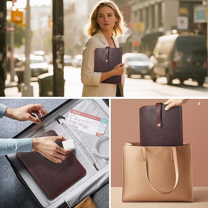 Thryxop Genuine Leather Tablet Sleeve for iPad Pro 11‘’/Air 10.9‘’/Magic Keyboard & Galaxy Tab S9/S9 FE | Slim Protective Case with Microfiber Lining (Fits Devices up to 11") - Dark Brown