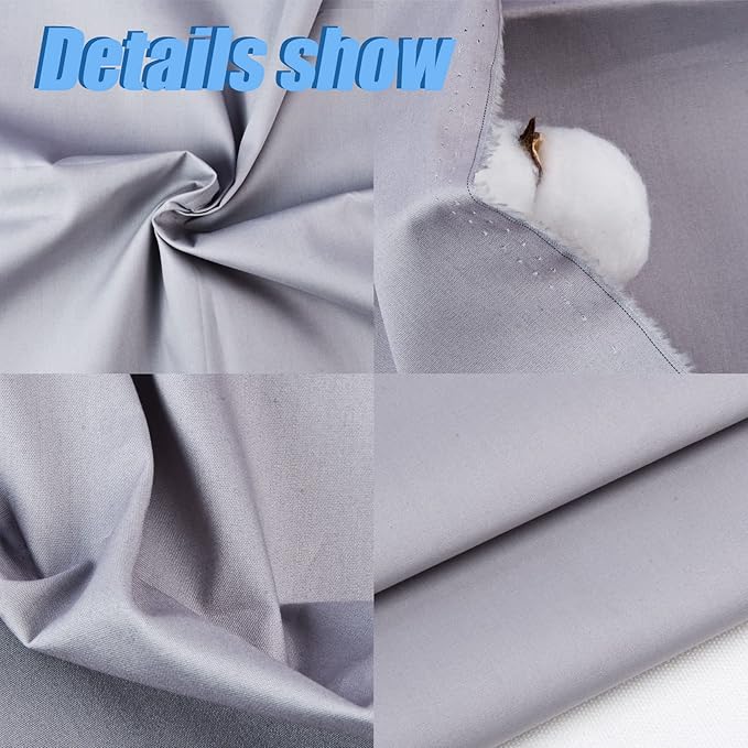 2 Yard Gray Cotton Fabric,Natural Cotton Poplin Fabric by The Yard, 59 Inches Wide 100% Cotton Fabric,Soft Embroidery Muslin Quilting Material for Sewing Material Apparel Cloth
