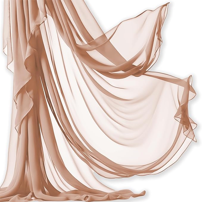 Barcelonetta | Chiffon Fabric | Decoration, Drapery Fabric | Wedding, Gender Reveal, Baby Shower, Birthday | for Arbor, Arch, Canopy, Table and Chair Decoration (Sand, 10 Yards)