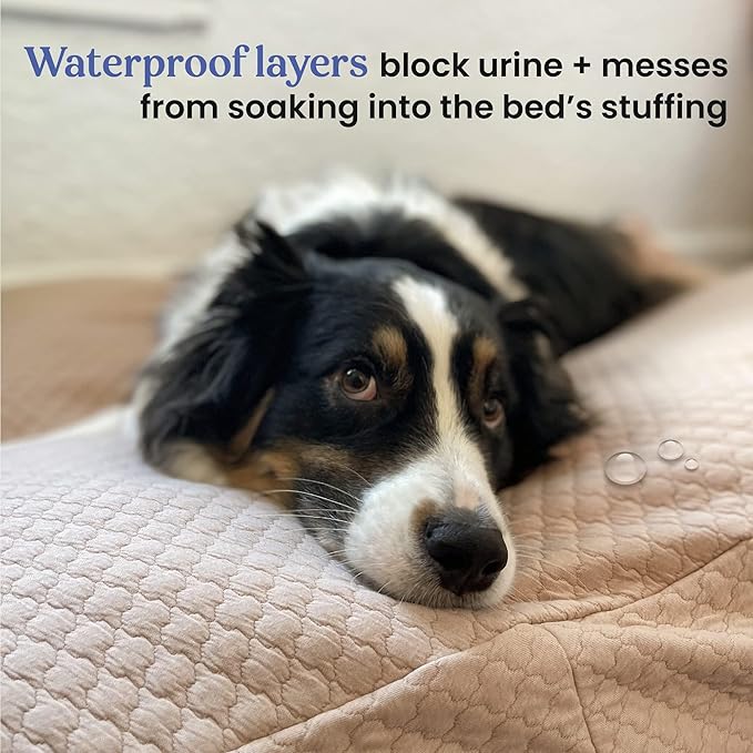 4Knines Luxury Dog Bed Cover – Waterproof Cover for Dog Bed – Heavy Duty Quilted Material – Durable, Machine Washable – USA Based Brand – Extra Large (Fog)
