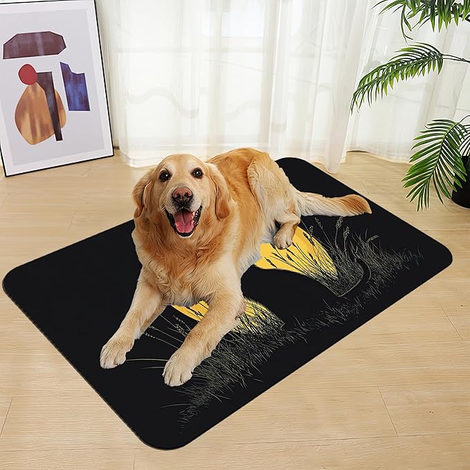 Giner Cat Moon Pet Food Mat for Cats and Dogs–Christmas Stocking Absorbent Quick Dry Feeding Placemat, Non Slip Rubber Base, Waterproof Bowl Mat for Indoor Use, Pet Supplies 12"x20"