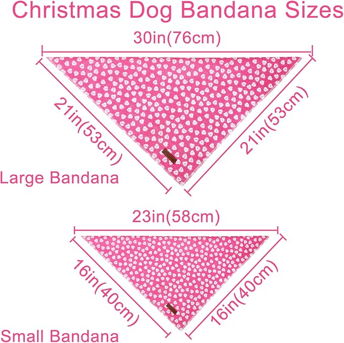 UP URARA PUP Valentine Dog Bandana, Pink Heart Triangle Bid Scarf for Small Medium Dog, Cotton Pet Kerchief for Girl Boy Dogs or Cats, Red Dog Bandana, Cute Adorable Puppy Bandana