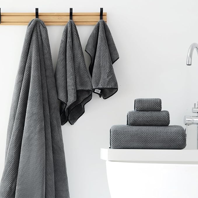 Akzpe 40x80 Inches Bath Sheets Towels for Adults Oversized Bath Towels Extra Large Luxury Super Soft Absorbent Quick Dry Microfiber (Charoal Grey,2PCS)