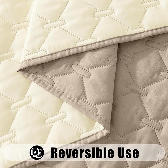 Smiry Waterproof Dog Bed Cover Blanket, Soft Reversible Pet Blanket, Washable Leakproof Cats Dogs Couch Cover for Sofa, Couch, Furniture, Plaid (30x53 Inch, Taupe/Beige)
