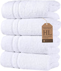 Hawmam Linen White Hand Towels for Bathroom, Set of 4, 16x29 Inch, Premium Turkish Cotton, Highly Absorbent Hotel Collection, Blissful Luxury Spa Feel, White Towels