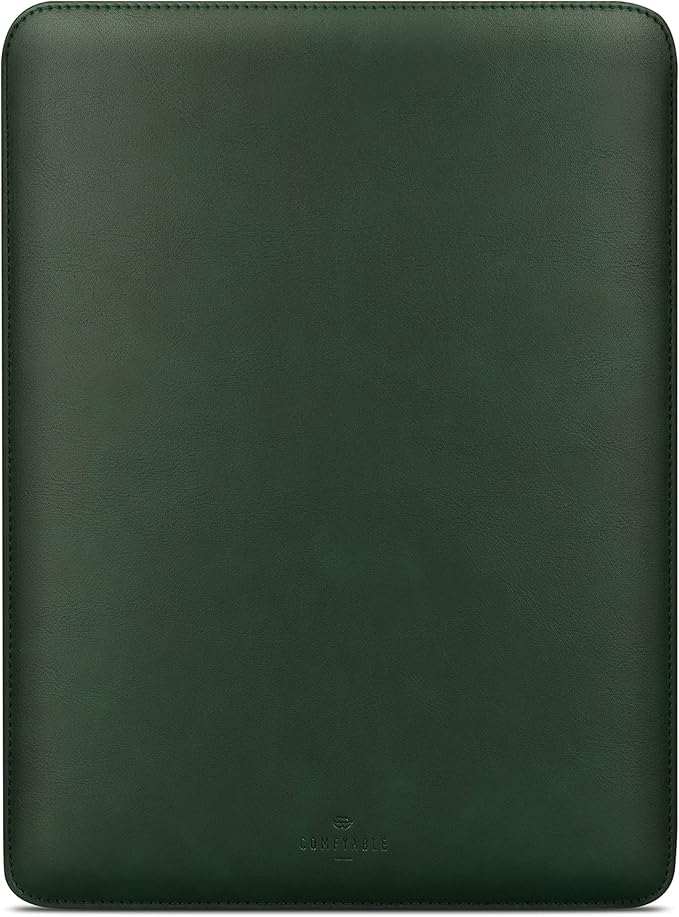 Comfyable Slim Laptop Sleeve 16 Inch Compatible for MacBook Pro 16-Inch M4 M3 M2 Pro/Max 2024, Faux Leather Protective 16-in Mac Cover Case, Green