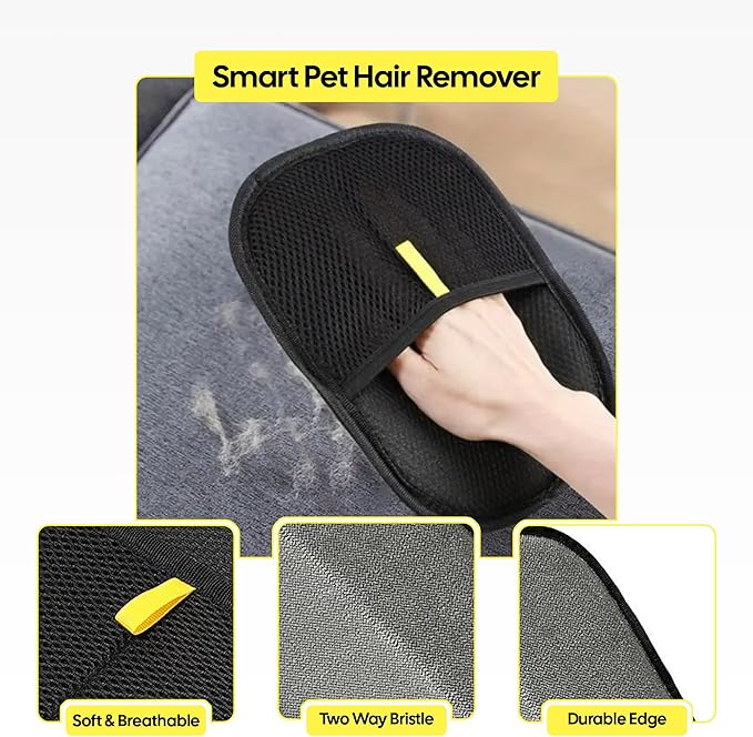 Pet Hair Remover Glove for Dogs & Cats – Reusable Fur & Lint Removal Mitt for Sofa, Clothes, Car Seats – Washable Grooming Tool